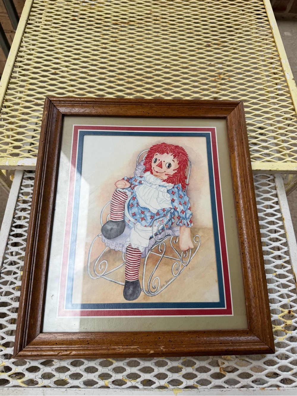 Framed Raggedy Ann Print with Wood Frame